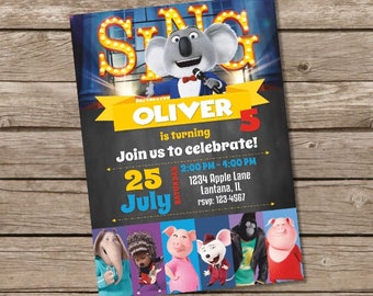 Sing Movie Invitation, Sing Invitation, Sing Movie Party, Sing Invite, Sing Party Invitation