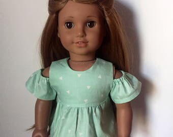 Green Open Shoulder Top made to fit 18 inch dolls such as American Girl dolls