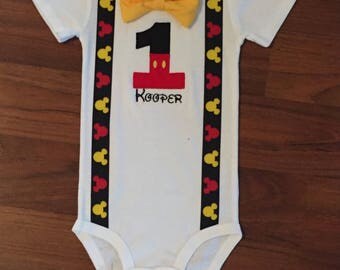 Mickey Mouse inspired 1st birthday boy outfit, 1st birthday boy outfit, Baby boy first birthday outfit, Mickey smash cake birthday