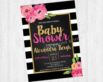 Baby Shower inspired Kate Spade; Flowers, Glitter