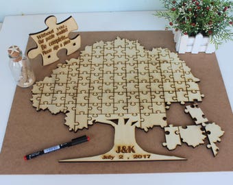 Wedding Guest book puzzle , Tree Rustic Puzzle , Rustic Puzzle , Custom Puzzle Wedding guest book alternative puzzle Wooden puzzle