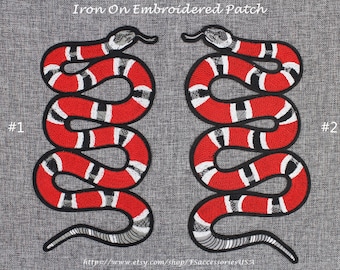 Snake Patch Coral Snake Iron On Patch 11'' x 6'' Mirror Symmetry Snake Patch Large Snake Patch Top Quality Embroidery Patch Custom #A9 YSS