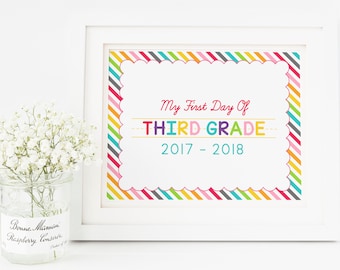Third Grade Sign, First Day of 3rd Grade, First Day of School Sign, First Day of Third Grade, First Day Sign