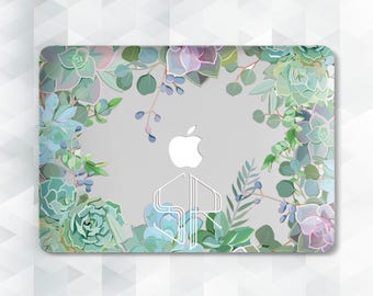 Monogram Custom Macbook Floral Case Macbook Hard Case Macbook Pro Case Laptop Case Clear Floral Case Laptop Decal Macbook Skin Clear Case