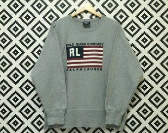 Rare!!! Vintage polo Jeans Company Sweatshirt Polo Ralph Lauren Spellout Big Logo Size Medium Activewear