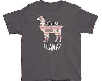 Cómo se Llama Unisex Youth Tee, Llama Children's T-Shirt, Llama Fun Youth and Children's T-Shirt, Llama Shirt, Youth Clothing and Apparel