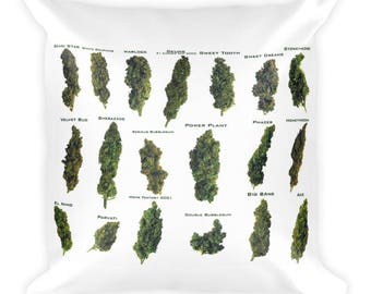 Marijuana Pillow, Marijuana Chart Pillow, High Turn Me Over, Weed Pillow, Marijuana Types, Weed Chart, Weed Types Chart Square Pillow, bud