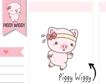 PW013 | workout stickers,workout planner stickers,workout clipart,fitness stickers,running stickers,piggy stickers,kawaii stickers