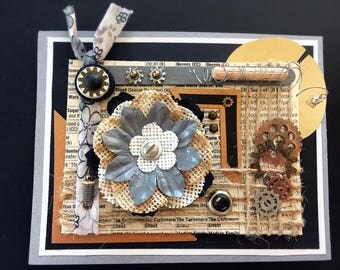 Handmade All Occasion Steampunk Industrial Greeting Card