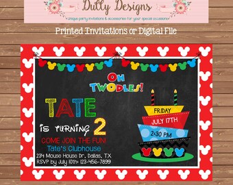 Mickey Mouse Birthday Invitation, Mickey Mouse Invitation, Mickey Mouse Birthday, Oh Twodles Invitation, Oh Twodles Invite