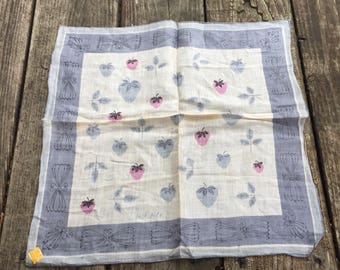 Vintage Kimball Linen Handkerchief with Faith Austin Print