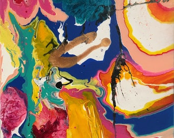 Original Abstract Painting, Acrylic on Canvas, Colorful, 16" by 16", Modern, Contemporary Art