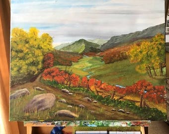 Autumn Meadow, Acrylic Painting, Landscape Nature