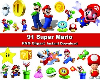Instant DL 91x Super Mario clipart - printable Digital Clipart Graphic Instant Download