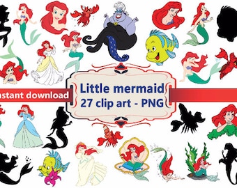 INSTANT DL- 27x Little Mermaid Clipart - printable Digital Clipart Graphic Instant Download