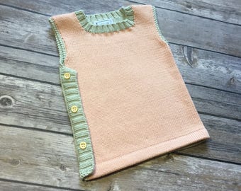 Organic cotton knitted baby dress 0-3m