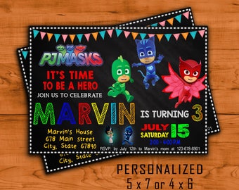 Pj Masks Invitation, Pj Masks, Pj Masks Birthday, Pj Masks Birthday Printable, Pj Masks invite, Pj Masks Invitations