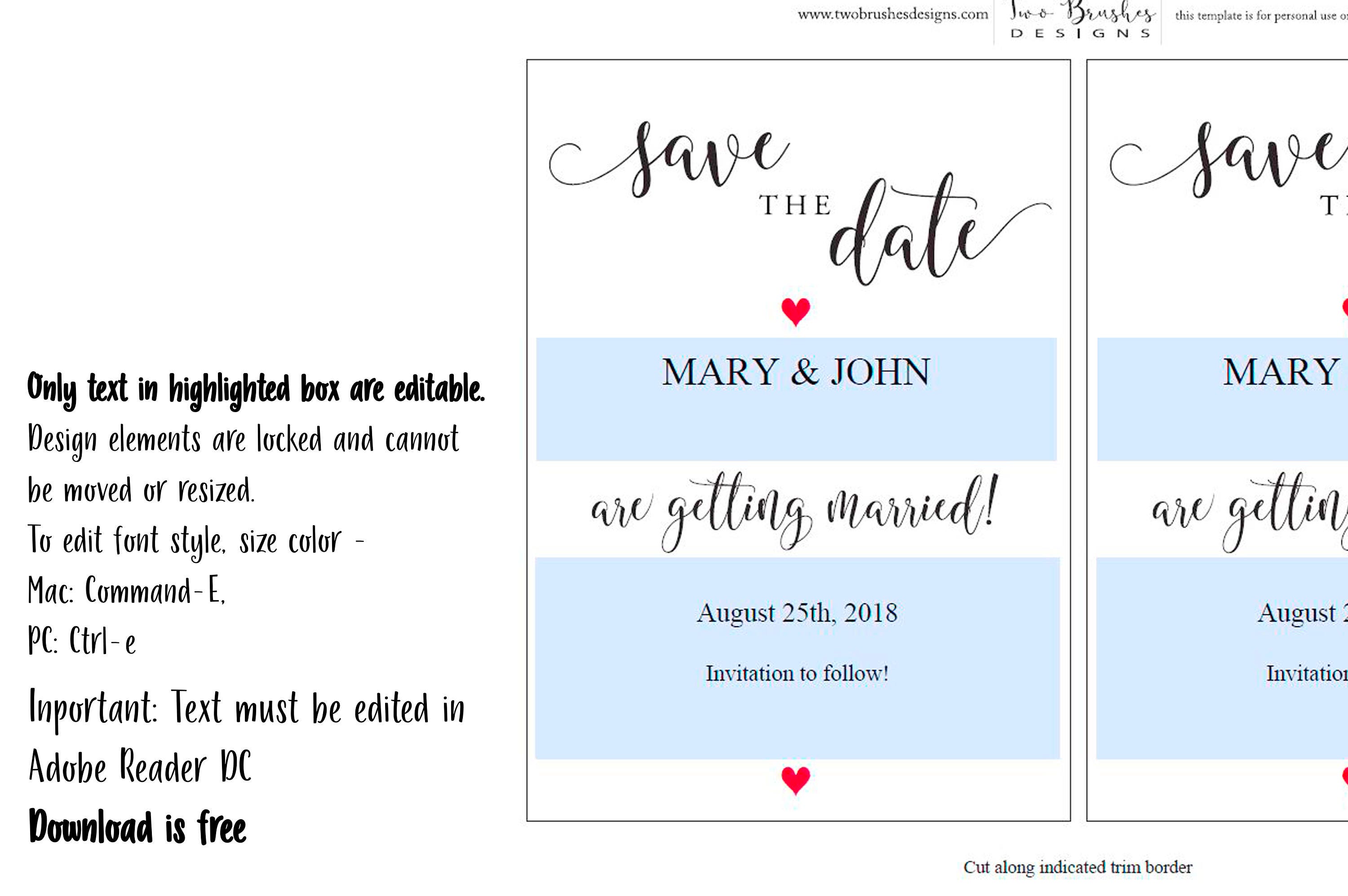 Save The Date Invitation Template Wedding Rustic Instant Download Save The Date Invitation Template Wedding Rustic Instant Download