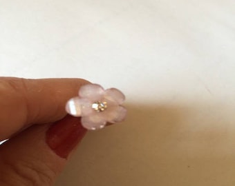 10 Pearl Pink Flower Bobby pins