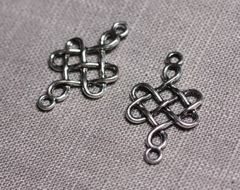 10pc - connectors pendants 31mm - 4558550095343 Celtic knot cross Silver earrings