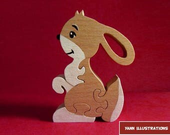 Puzzle rabbit 3 wood carved fretwork