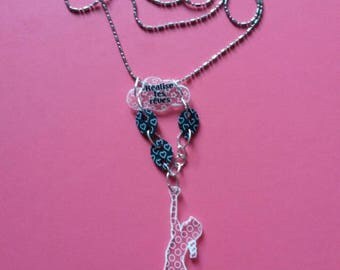 Necklace "realize your dreams", girl, balloons, cloud, 47 cm