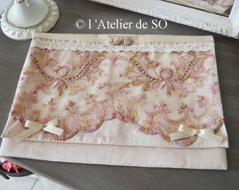 Pink romantic silk pouch