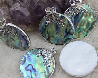 36mm Coin Natural New Zealand Paua Abalone Shell pendant Jewelry Making 1Pcs