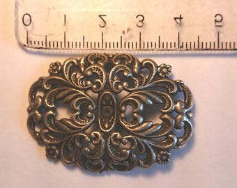 Baroque style antiqued silver connector