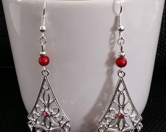 "Red Chandelier" earrings 7 cm
