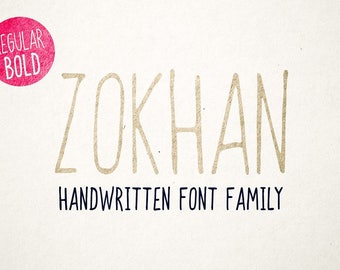 Handwritten font download, Digital font, Handwriting font, Tall font, Skinny font, Instant downloadable font, Zokhan Font Family