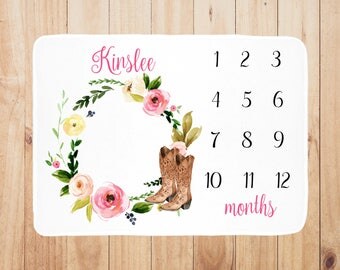 Personalized Baby Milestone Blanket - Track baby's growth, photo prop, perfect baby shower gift, customized with baby's name, baby girl gift
