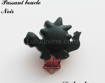 Clamp / Clip silicone pacifier clip, bow, dinosaur: black