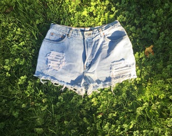 Distressed, high waisted, Gap denim shorts
