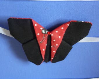 Alligator Clip Butterfly black/red cherries