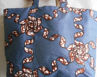 Tote bag in wax, ethnic fabric beach bag floral African