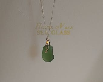 STUNNING SEAGLASS sterling silver necklace (314/18)