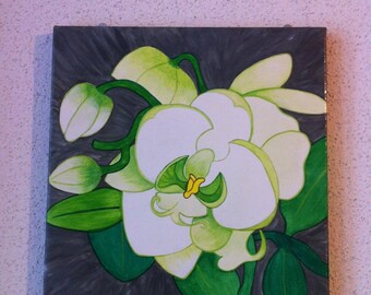 acrylic painting "great white orphidee"
