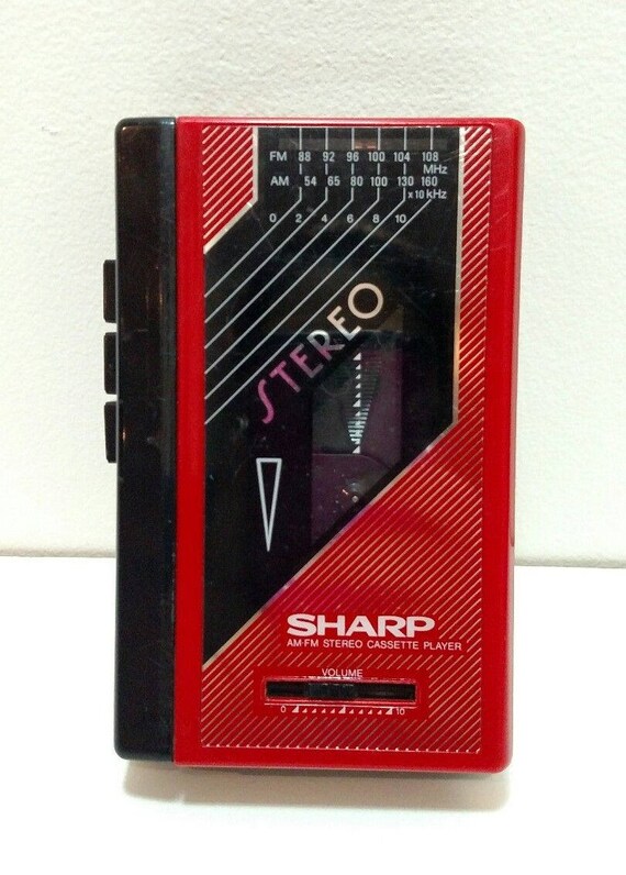 Sharp Red Am Fm Portable Stereo Cassette Player Jc 128r