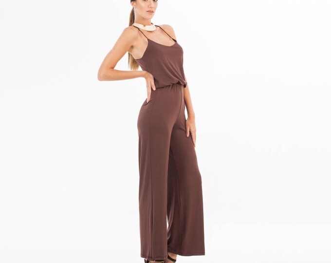 Brown Jumpsuit Sleeveless - Brown Overalls - Jumpsuit - Jumpsuit - Chocolate Brown Outfit - Brown Clothing - One Piece - Classic Pants
