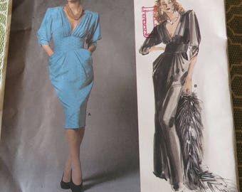 Vintage 80s Vogue Paris Original Nina Ricci Dress Sewing Pattern sz 8 B31.5