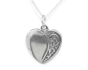 SALE Heart Sterling Silver Love Pendant Charm Customize no. 1880