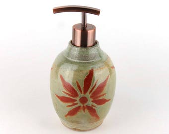 Lotion Dispenser or Soap Dispenser for Kitchen or Bath- Stoneware Lotion Bottle - Stoneware Liquid Soap Bottle