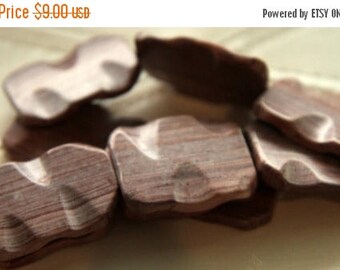 End of Summer CLEARANCE Large Redwood Marble Rectangular Beads, 17" strand
