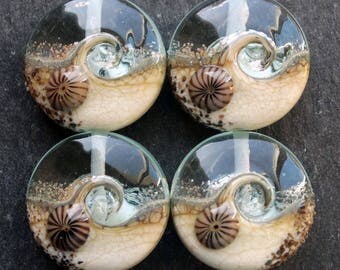 Lampwork Small Focals Sprees (4) Pale Aqua w/murrine