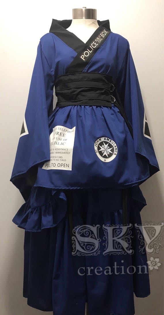 Tardis Kimono Dress Set Costume Police Box Blue
