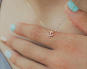 Ultra Tiny Anchor Necklace, Silver or Gold Anchor Necklace, Anchor Necklace, Dainty Necklace, Delicate Jewelry, Gold Layering Necklace