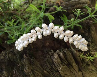 Pippa Freshwater Pearl Bridal Wedding Tiara in Silver