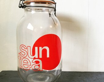 vintage glass beverage dispenser - Triomphe sun solar tea jar - 3 liter jar