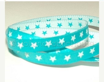 FINAL CLEARANCE SALE FarbenMix - Stars in turquoise-white ribbon/sewing tape